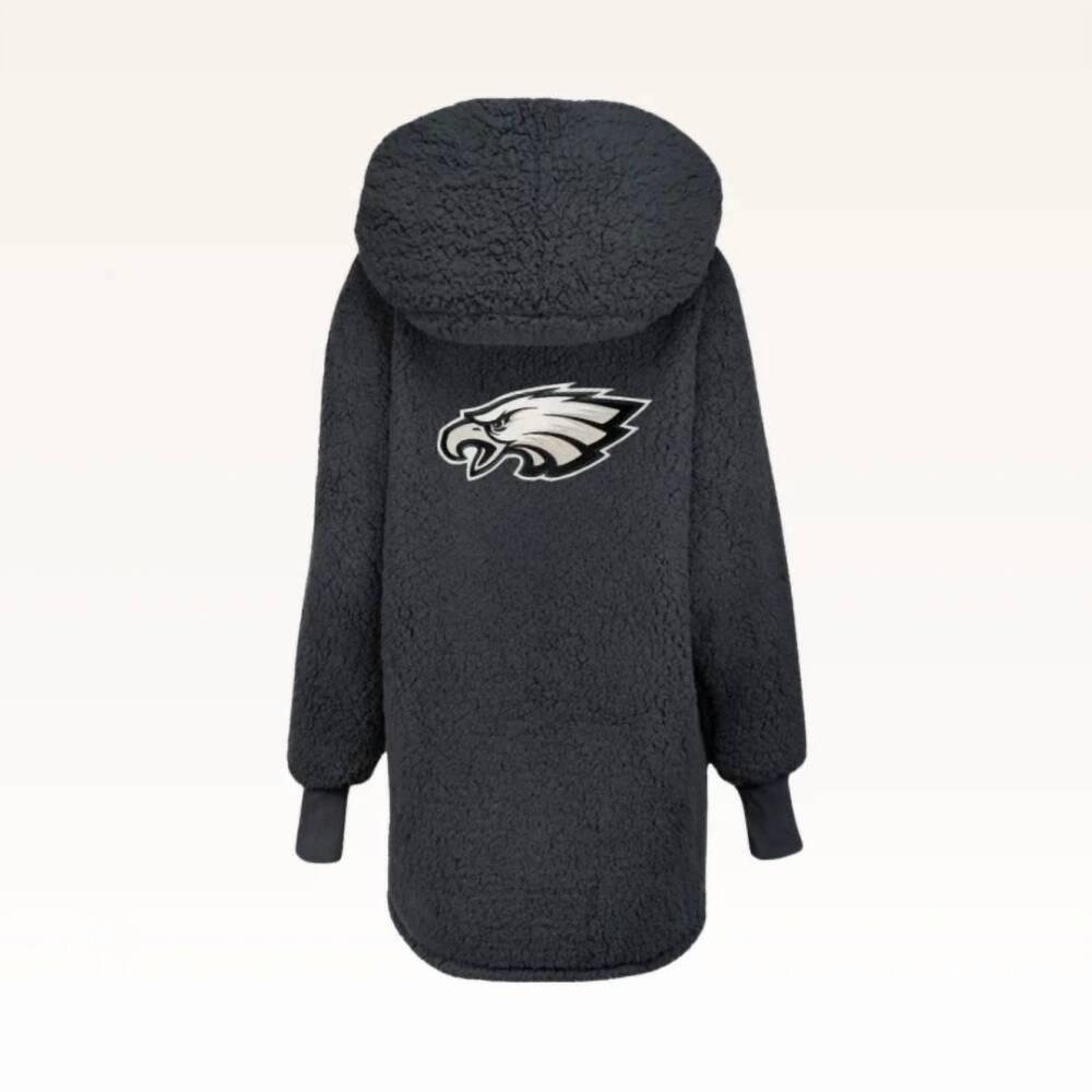 NEW JILL MARTIN women's philadelphia eagles sherpa lounger jacket in black